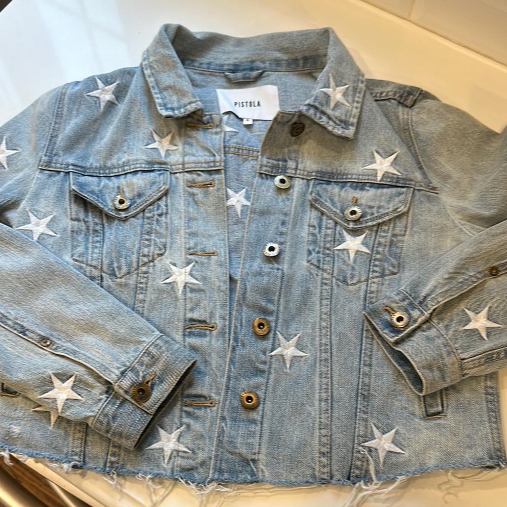 Pistola Kids Denim Jacket with White Stars